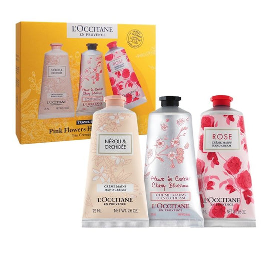 Shop now at Beauty Vendor Australia Online -L'Occitane en Provence Pink Flowers Collection Pink Flowers Hand Cream Trio (Rose Hand Cream 75ml/Cherry Blossom Soft Hand Cream 75ml/Neroli & Orchid Hand Cream 75ml) - Premium Range from L'Occitane - Just $99.99!